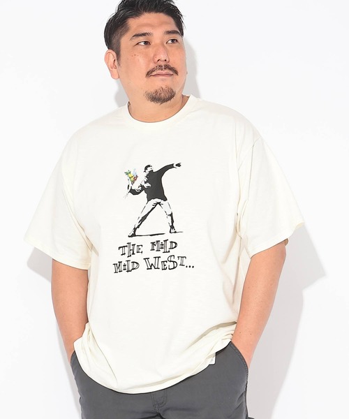 SAKAZEN(サカゼン)の「Tシャツ 半袖 メンズ 大きいサイズ クルーネック カットソー FLOWER THROWER BRANDALISED (ブランダライズド)(Tシャツ/カットソー・メンズ・ブラック/ホワイト・X1(3L~4L)/X2(4L~5L)/X3(6L~7L))」の1枚目の写真