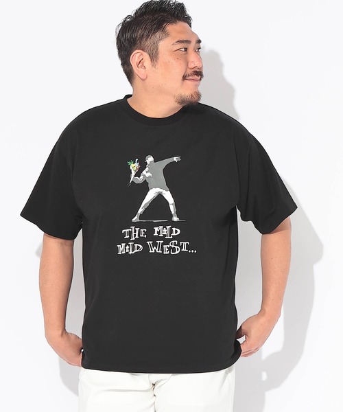 SAKAZEN(サカゼン)の「Tシャツ 半袖 メンズ 大きいサイズ クルーネック カットソー FLOWER THROWER BRANDALISED (ブランダライズド)(Tシャツ/カットソー・メンズ・ブラック/ホワイト・X1(3L~4L)/X2(4L~5L)/X3(6L~7L))」の2枚目の写真