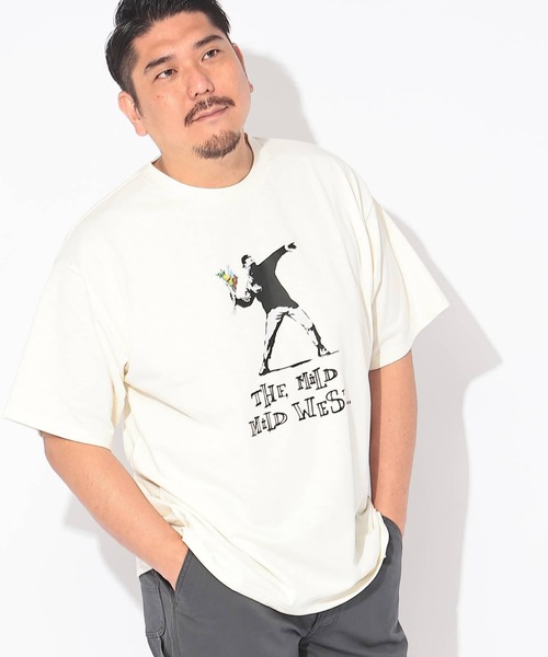 SAKAZEN(サカゼン)の「Tシャツ 半袖 メンズ 大きいサイズ クルーネック カットソー FLOWER THROWER BRANDALISED (ブランダライズド)(Tシャツ/カットソー・メンズ・ブラック/ホワイト・X1(3L~4L)/X2(4L~5L)/X3(6L~7L))」の3枚目の写真