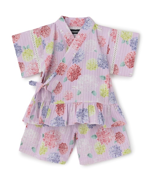kladskap(クレードスコープ)の「紫陽花柄ペプラム甚平【接触冷感】(浴衣・キッズ・ピンク・L(110-120cm)/M95-105/S(80-90cm))」の6枚目の写真
