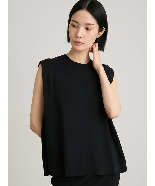 MIESROHE(ミースロエ)の「タックデザインノースリシアーニット(ニット/セーター・レディース・ブラック/ホワイト/ミント・F)」の3枚目の写真