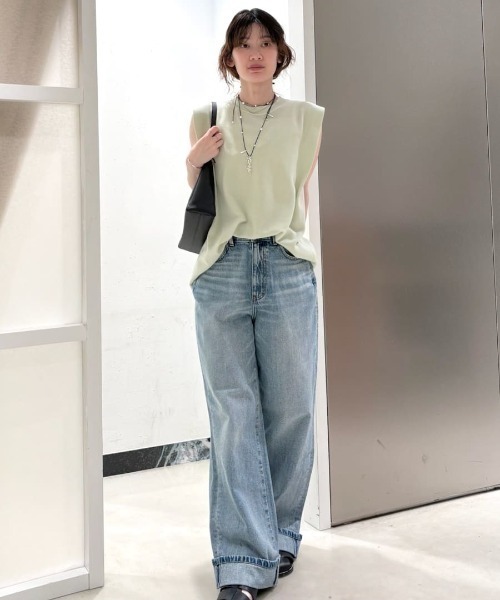 MIESROHE(ミースロエ)の「タックデザインノースリシアーニット(ニット/セーター・レディース・ブラック/ホワイト/ミント・F)」の11枚目の写真