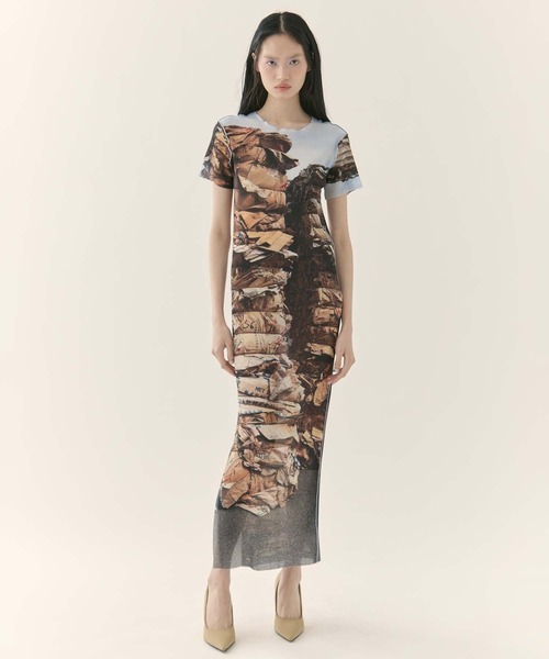 kotohayokozawa(コトハヨコザワ)の「【kotohayokozawa/コトハヨコザワ】SHEER GRAPHIC DRESS SHORTSLEEVE/シアーグラフィックドレスショートスリーブ(ワンピース・レディース・ブルー/オレンジ・1/2)」の10枚目の写真