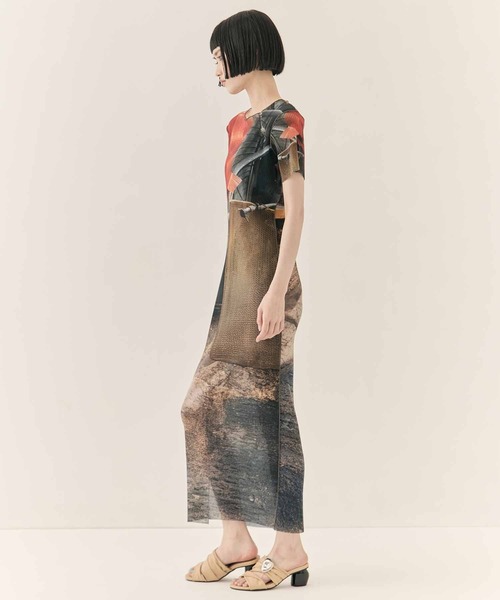 kotohayokozawa(コトハヨコザワ)の「【kotohayokozawa/コトハヨコザワ】SHEER GRAPHIC DRESS SHORTSLEEVE/シアーグラフィックドレスショートスリーブ(ワンピース・レディース・ブルー/オレンジ・1/2)」の4枚目の写真