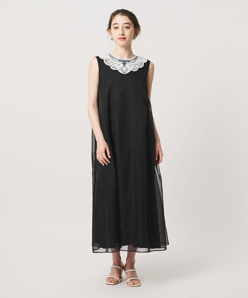 UNITED ARROWS(ユナイテッドアローズ)の「オーガンジー レース ワンピース(ワンピース・レディース・ブラック/ネイビー・38/36)」の2枚目の写真