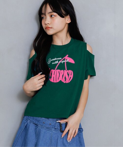 algy(アルジー)の「チェリーロゴカラバリ半袖Tシャツ(Tシャツ/カットソー・キッズ・ピンク/サックスブルー/ブラック/オフホワイト/レッド/ライム/グリーン・150/160/140/130/120)」の5枚目の写真