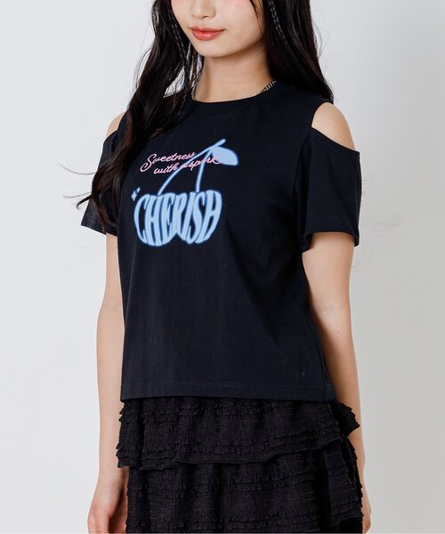 algy(アルジー)の「チェリーロゴカラバリ半袖Tシャツ(Tシャツ/カットソー・キッズ・ピンク/サックスブルー/ブラック/オフホワイト/レッド/ライム/グリーン・150/160/140/130/120)」の3枚目の写真