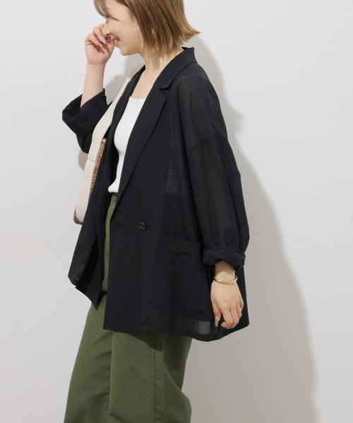 JOURNAL STANDARD relume(ジャーナルスタンダード レリューム)の「オーバーサイズシアージャケット(テーラードジャケット・レディース・ブラック/ブラウン・FREE)」の4枚目の写真