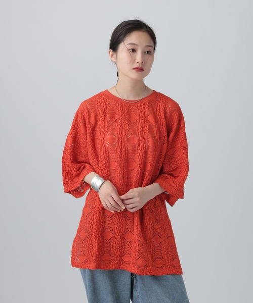 LEPSIM(レプシィム)の「総レースプルオーバーSS 670302(シャツ/ブラウス・レディース・ブラック/オフホワイト/レッド・FREE)」の3枚目の写真