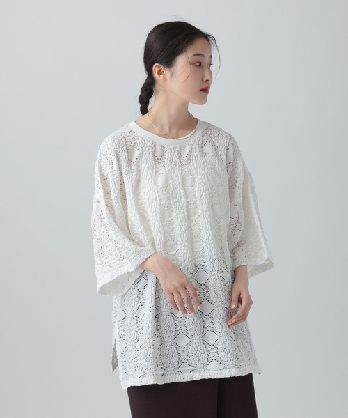 LEPSIM(レプシィム)の「総レースプルオーバーSS 670302(シャツ/ブラウス・レディース・ブラック/オフホワイト/レッド・FREE)」の6枚目の写真