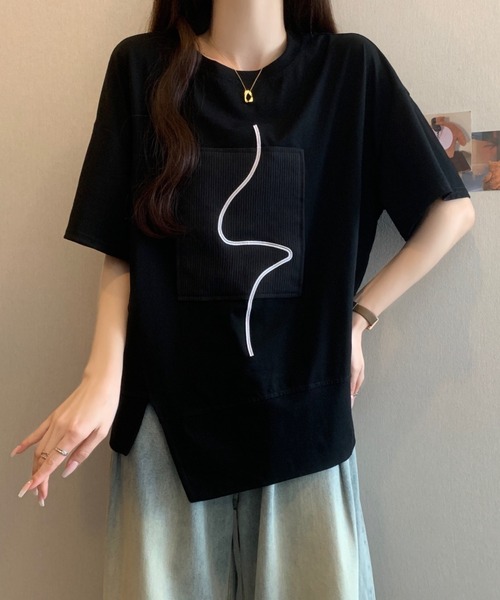Diosfront(ディオスフロント)の「アシメスリット半袖プルオーバー(Tシャツ/カットソー・レディース・ピンク/ホワイト/ブラック・FREE)」の5枚目の写真