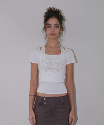 HALTER LAYERED T-SHIRT SET [WHITE]