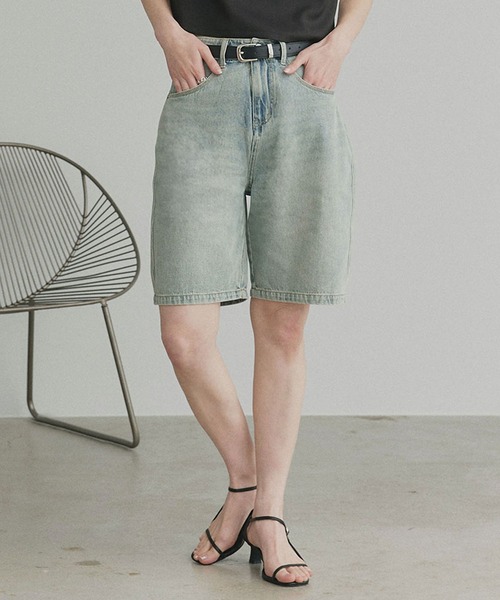 ad thie(アドティエ)の「ヴィンテージ ハーフ デニムパンツ(デニムパンツ・レディース・ブラック/ライトブルー/ブルー・MEDIUM/LL/LARGE)」の2枚目の写真