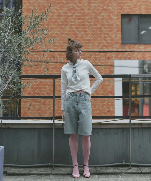 ad thie(アドティエ)の「ヴィンテージ ハーフ デニムパンツ(デニムパンツ・レディース・ブラック/ライトブルー/ブルー・MEDIUM/LL/LARGE)」の5枚目の写真