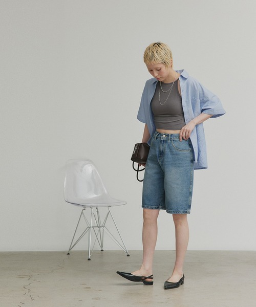 ad thie(アドティエ)の「ヴィンテージ ハーフ デニムパンツ(デニムパンツ・レディース・ブラック/ライトブルー/ブルー・MEDIUM/LL/LARGE)」の8枚目の写真