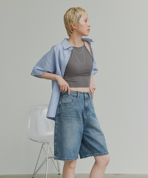ad thie(アドティエ)の「ヴィンテージ ハーフ デニムパンツ(デニムパンツ・レディース・ブラック/ライトブルー/ブルー・MEDIUM/LL/LARGE)」の9枚目の写真