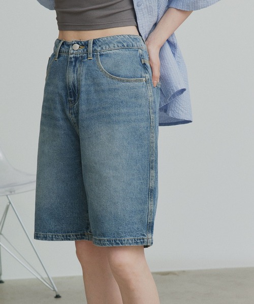 ad thie(アドティエ)の「ヴィンテージ ハーフ デニムパンツ(デニムパンツ・レディース・ブラック/ライトブルー/ブルー・MEDIUM/LL/LARGE)」の11枚目の写真