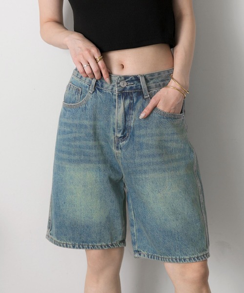ad thie(アドティエ)の「ヴィンテージ ハーフ デニムパンツ(デニムパンツ・レディース・ブラック/ライトブルー/ブルー・MEDIUM/LL/LARGE)」の20枚目の写真