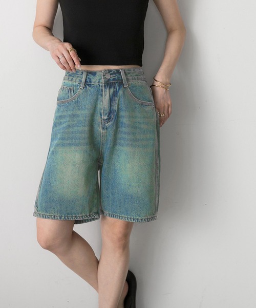 ad thie(アドティエ)の「ヴィンテージ ハーフ デニムパンツ(デニムパンツ・レディース・ブラック/ライトブルー/ブルー・MEDIUM/LL/LARGE)」の21枚目の写真