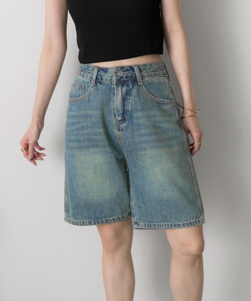 ad thie(アドティエ)の「ヴィンテージ ハーフ デニムパンツ(デニムパンツ・レディース・ブラック/ライトブルー/ブルー・MEDIUM/LL/LARGE)」の22枚目の写真