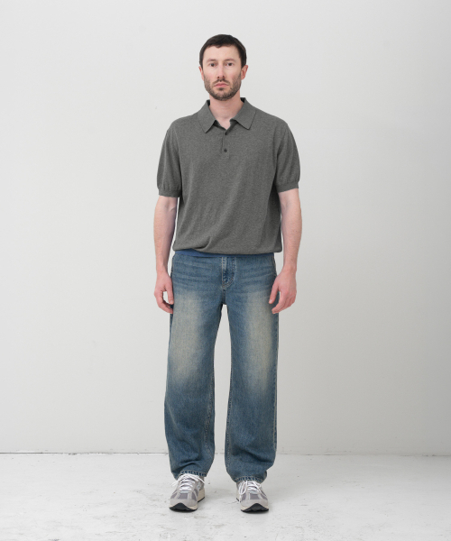 MANNERGRAM（マナーグラム）の「ヌーヴェルファイン カシミヤコットン ポロ 半袖ニット モスグレー（ニット/セーター・メンズ・その他・MEDIUM/LARGE/X-LARGE/XX-LARGE）」の2枚目の写真