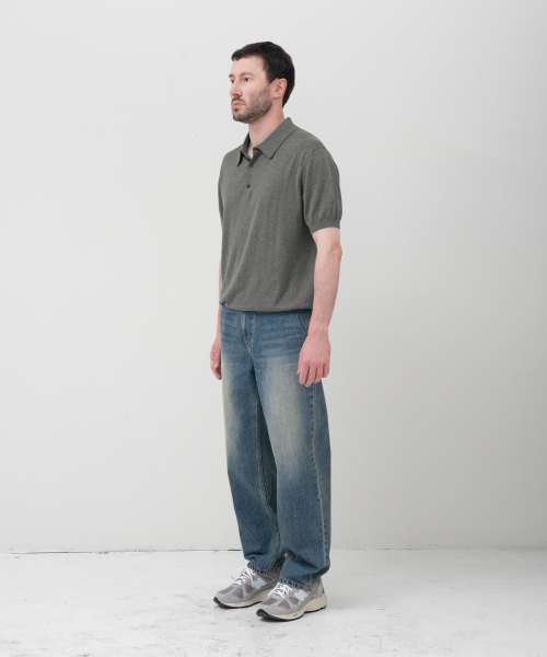 MANNERGRAM（マナーグラム）の「ヌーヴェルファイン カシミヤコットン ポロ 半袖ニット モスグレー（ニット/セーター・メンズ・その他・MEDIUM/LARGE/X-LARGE/XX-LARGE）」の3枚目の写真