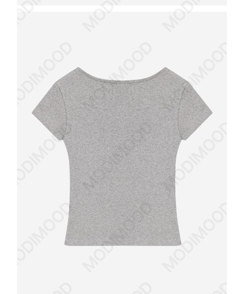 modimood（モディムード）の「[MADE] MOMU BASIC Uネック半袖Tシャツ（Tシャツ/カットソー・レディース・ホワイト/ネイビー/ミント/グレー/ブラック・1/2）」の7枚目の写真