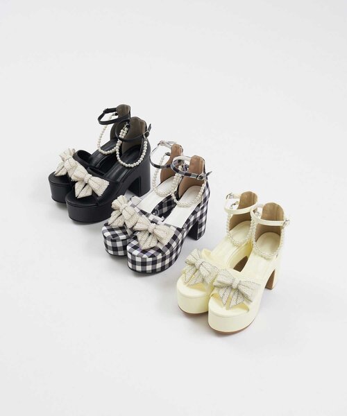 OLIVE des OLIVE(オリーブデオリーブ)の「【Belle Charme】Pearl Charm Sandals(その他シューズ・レディース・オフホワイト/チェック/ブラック・LARGE/MEDIUM/SMALL)」の8枚目の写真
