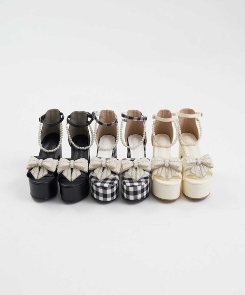 OLIVE des OLIVE(オリーブデオリーブ)の「【Belle Charme】Pearl Charm Sandals(その他シューズ・レディース・オフホワイト/チェック/ブラック・LARGE/MEDIUM/SMALL)」の18枚目の写真