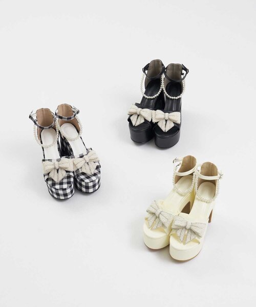OLIVE des OLIVE(オリーブデオリーブ)の「【Belle Charme】Pearl Charm Sandals(その他シューズ・レディース・オフホワイト/チェック/ブラック・LARGE/MEDIUM/SMALL)」の19枚目の写真