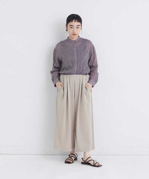 conges payes ADIEU TRISTESSE（コンジェ ペイエ アデュートリステス）の「【FAVE】ジャージーギャザーワイドパンツ（その他パンツ・レディース・グレイッシュベージュ/レッド/チャコールグレー・FREE）」の4枚目の写真
