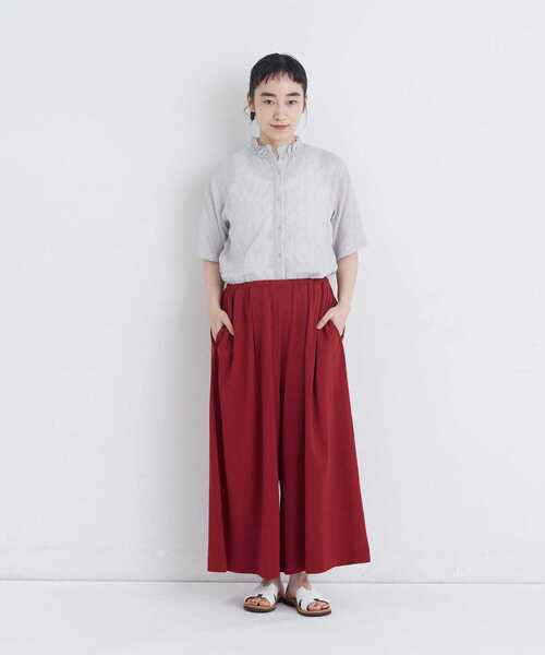 conges payes ADIEU TRISTESSE（コンジェ ペイエ アデュートリステス）の「【FAVE】ジャージーギャザーワイドパンツ（その他パンツ・レディース・グレイッシュベージュ/レッド/チャコールグレー・FREE）」の11枚目の写真