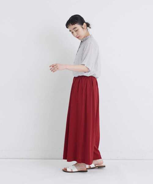 conges payes ADIEU TRISTESSE（コンジェ ペイエ アデュートリステス）の「【FAVE】ジャージーギャザーワイドパンツ（その他パンツ・レディース・グレイッシュベージュ/レッド/チャコールグレー・FREE）」の12枚目の写真