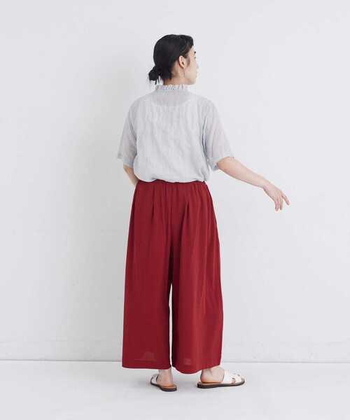 conges payes ADIEU TRISTESSE（コンジェ ペイエ アデュートリステス）の「【FAVE】ジャージーギャザーワイドパンツ（その他パンツ・レディース・グレイッシュベージュ/レッド/チャコールグレー・FREE）」の13枚目の写真