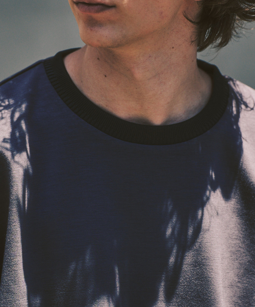 417 EDIFICE(フォーワンセブンエディフィス)の「ネックジャカード クールタッチTシャツ(Tシャツ/カットソー・メンズ・ライトグレー/スミクロ/ネイビー/オレンジ/ブラウン・LARGE/SMALL/MEDIUM)」の6枚目の写真
