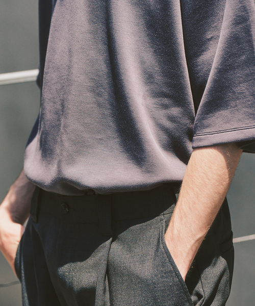 417 EDIFICE(フォーワンセブンエディフィス)の「ネックジャカード クールタッチTシャツ(Tシャツ/カットソー・メンズ・ライトグレー/スミクロ/ネイビー/オレンジ/ブラウン・LARGE/SMALL/MEDIUM)」の7枚目の写真