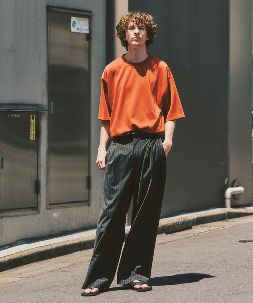 417 EDIFICE(フォーワンセブンエディフィス)の「ネックジャカード クールタッチTシャツ(Tシャツ/カットソー・メンズ・ライトグレー/スミクロ/ネイビー/オレンジ/ブラウン・LARGE/SMALL/MEDIUM)」の11枚目の写真