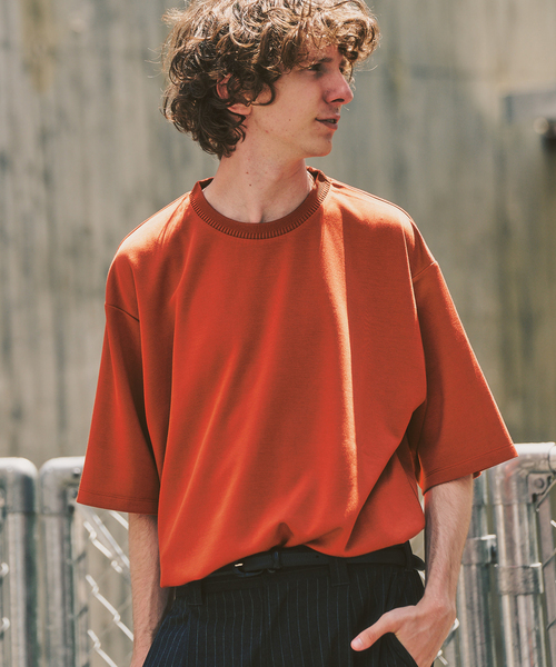 417 EDIFICE(フォーワンセブンエディフィス)の「ネックジャカード クールタッチTシャツ(Tシャツ/カットソー・メンズ・ライトグレー/スミクロ/ネイビー/オレンジ/ブラウン・LARGE/SMALL/MEDIUM)」の12枚目の写真