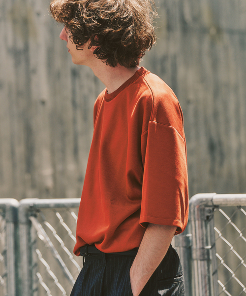 417 EDIFICE(フォーワンセブンエディフィス)の「ネックジャカード クールタッチTシャツ(Tシャツ/カットソー・メンズ・ライトグレー/スミクロ/ネイビー/オレンジ/ブラウン・LARGE/SMALL/MEDIUM)」の15枚目の写真