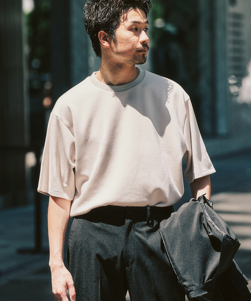 417 EDIFICE(フォーワンセブンエディフィス)の「ネックジャカード クールタッチTシャツ(Tシャツ/カットソー・メンズ・ライトグレー/スミクロ/ネイビー/オレンジ/ブラウン・LARGE/SMALL/MEDIUM)」の18枚目の写真