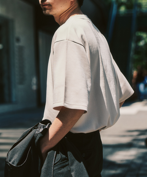 417 EDIFICE(フォーワンセブンエディフィス)の「ネックジャカード クールタッチTシャツ(Tシャツ/カットソー・メンズ・ライトグレー/スミクロ/ネイビー/オレンジ/ブラウン・LARGE/SMALL/MEDIUM)」の20枚目の写真