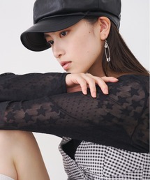 【SELECT】Star pattern lace long sleeve tops/スターパターンレース長袖トップス
