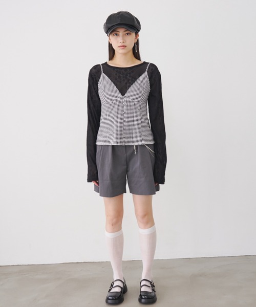 SOEMIN(ソミン)の「【SELECT】Star pattern lace long sleeve tops/スターパターンレース長袖トップス(Tシャツ/カットソー・レディース・ブラック/ホワイト・FREE)」の14枚目の写真