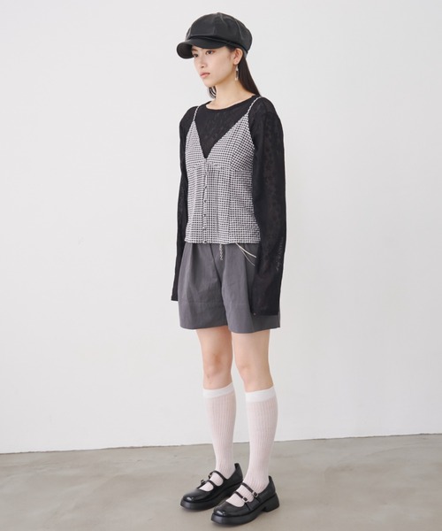 SOEMIN(ソミン)の「【SELECT】Star pattern lace long sleeve tops/スターパターンレース長袖トップス(Tシャツ/カットソー・レディース・ブラック/ホワイト・FREE)」の15枚目の写真