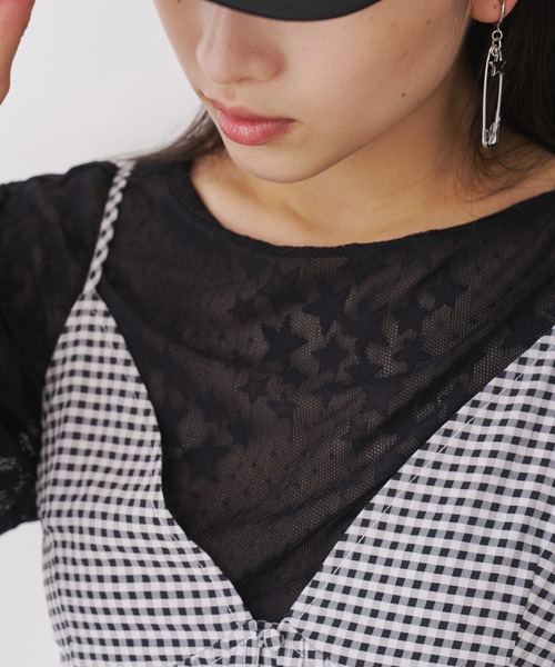 SOEMIN(ソミン)の「【SELECT】Star pattern lace long sleeve tops/スターパターンレース長袖トップス(Tシャツ/カットソー・レディース・ブラック/ホワイト・FREE)」の20枚目の写真