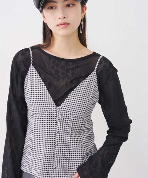SOEMIN(ソミン)の「【SELECT】Star pattern lace long sleeve tops/スターパターンレース長袖トップス(Tシャツ/カットソー・レディース・ブラック/ホワイト・FREE)」の16枚目の写真