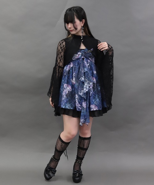 NIBBLE POISON(ニブルポイズン)の「クラゲレースキャミチュニック(チュニック・レディース・ブラック/サックスブルー・MEDIUM)」の9枚目の写真