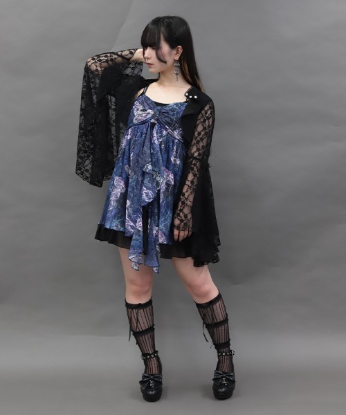 NIBBLE POISON(ニブルポイズン)の「クラゲレースキャミチュニック(チュニック・レディース・ブラック/サックスブルー・MEDIUM)」の3枚目の写真