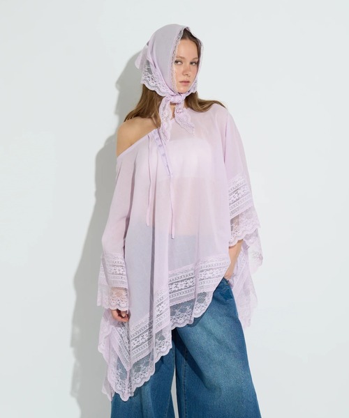 ANNA SUI NYC(アナ スイ エヌ ワイ シー)の「ANNA SUI NYC/アナ スイ エヌワイシー/3WAY BOHO ポンチョ(シャツ/ブラウス・レディース・ラベンダー/ブラック・F)」の10枚目の写真