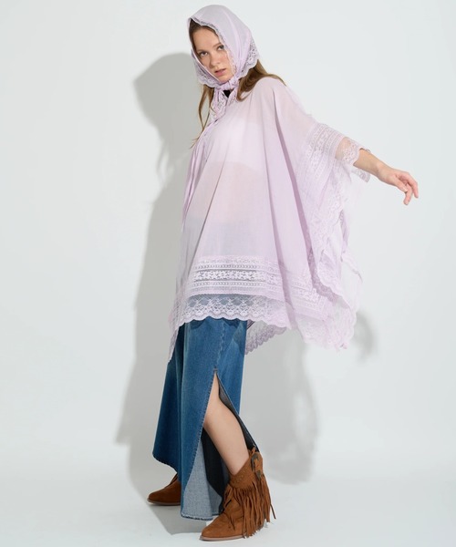 ANNA SUI NYC(アナ スイ エヌ ワイ シー)の「ANNA SUI NYC/アナ スイ エヌワイシー/3WAY BOHO ポンチョ(シャツ/ブラウス・レディース・ラベンダー/ブラック・F)」の11枚目の写真